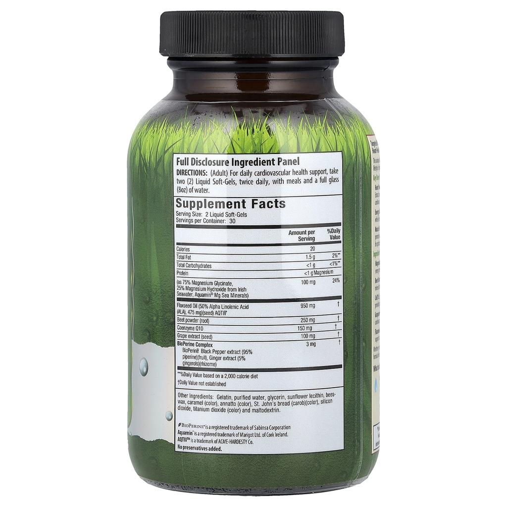 Irwin Naturals, Magnesium + Beets, CoQ10, 60 Liquid Softgels