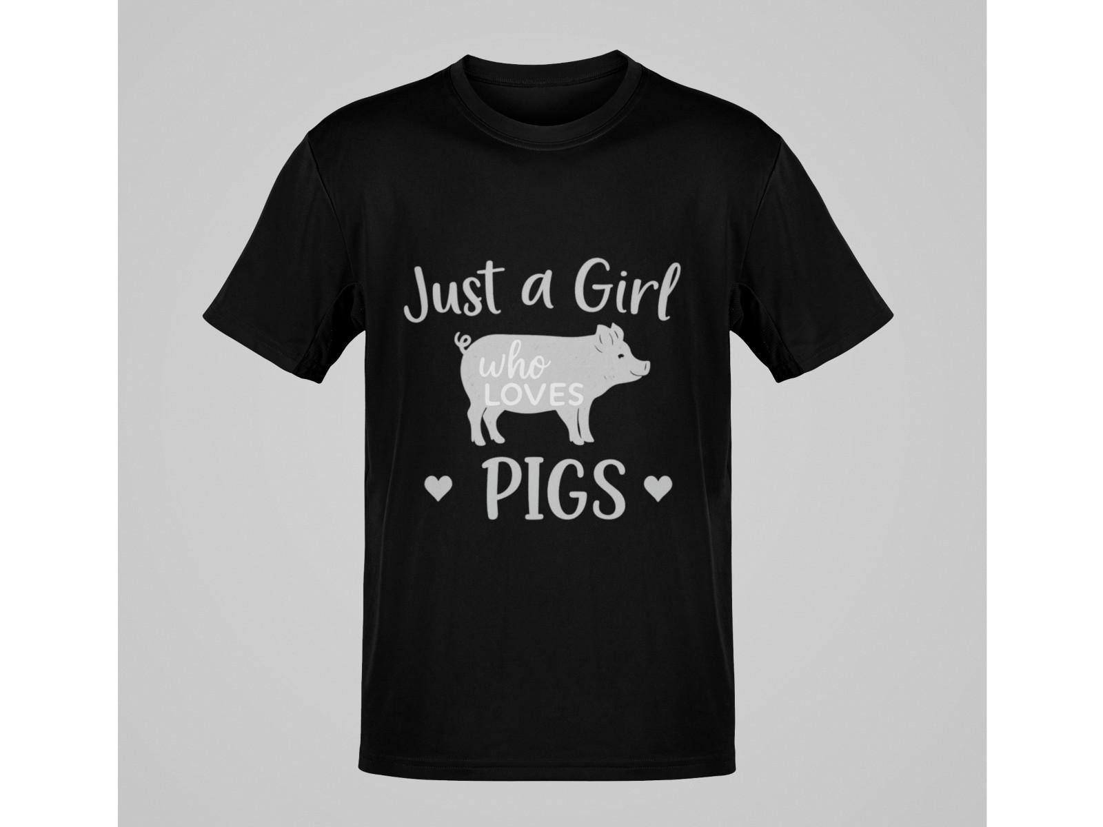 Just a Girl Who Loves Pigs Shirt Cute Farm Animal Lover Country Western Tee M