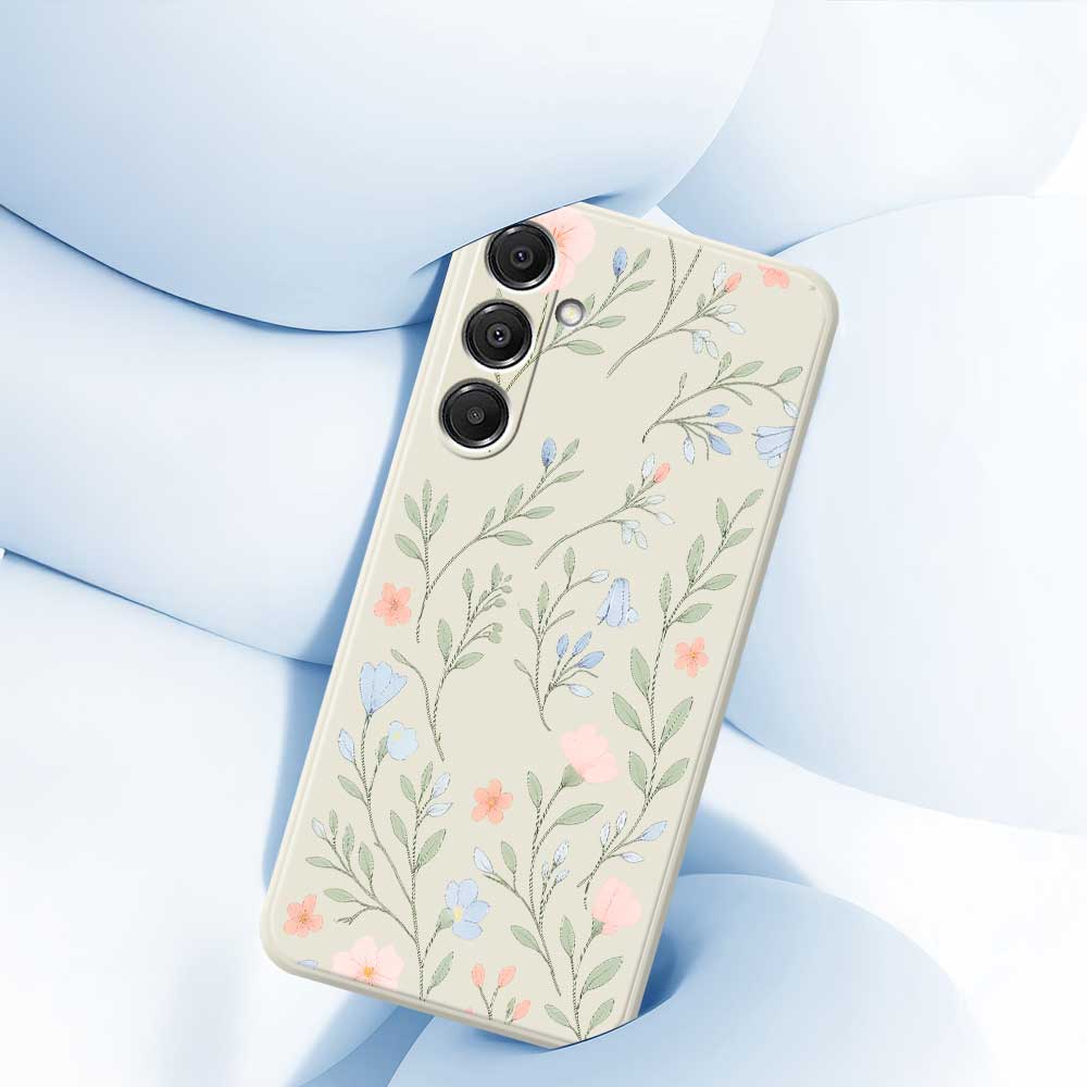 For Samsung Galaxy A16 5G/4G Case Pink Blue Flowers Pattern Printing Straight Edge TPU Phone Back Cover