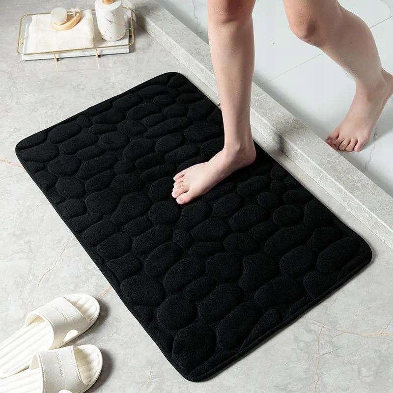 Badezimmermatte Anti-Rutsch Memory-Schaum Steine Matte Dick Grau