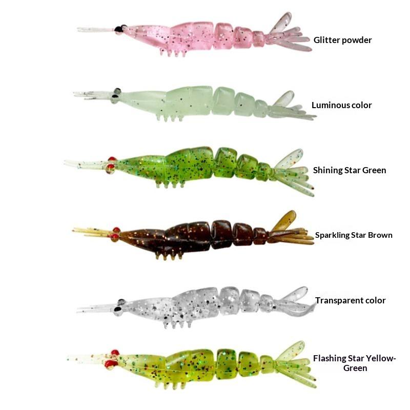 20Pcs Multi-Jointed Shrimp Bait Mini Soft Shrimp Fishing Lure 45/60Mm Artificial Baits Bass Silicone Fishing Tackle