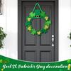 Yookeer St. Patrick's Day Shamrock Door Wreath Shamrocks Wooden Hanging Sign Lucky Irish Ornament Wood Wreath for Happy St. Patrick's Day Party Front