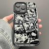 Ins Illustration Dark Kt Cat for Apple 16promax Mobile Phone Case iPhone15/14 Transparent Black Edge 12 Women