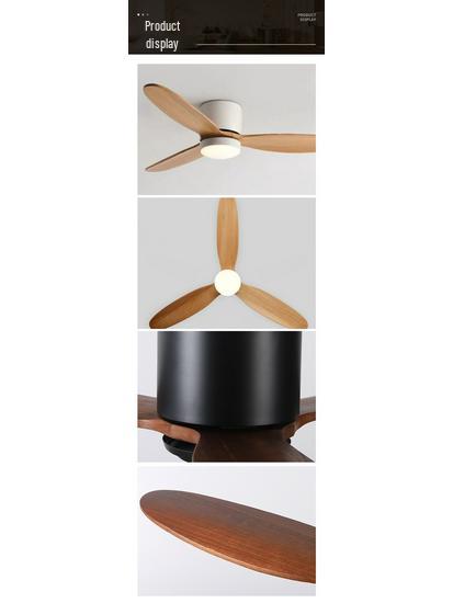Simple Wooden Ceiling Fan Light for Living Room, Bedroom, or Restaurant with Integrated Lighting and Wooden Fan Blades