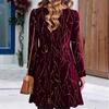 Women's Plus Size Christmas Print Long Sleeve Mid-Length Dress - Autumn/Winter Casual Fashion