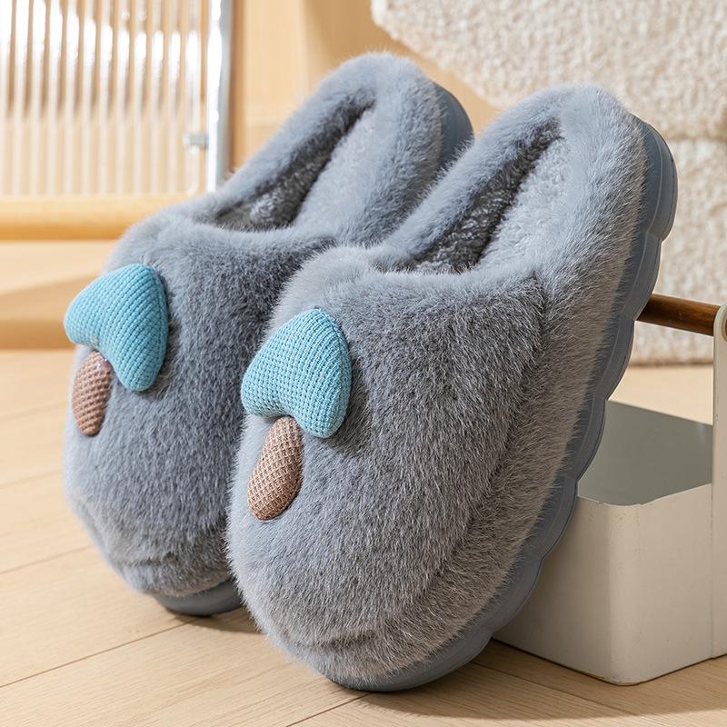 Cotton Slippers Thick Bottom Women's Home Use Spring and Autumn Winter Indoor Warm Non-slip Home Winter Plush Men