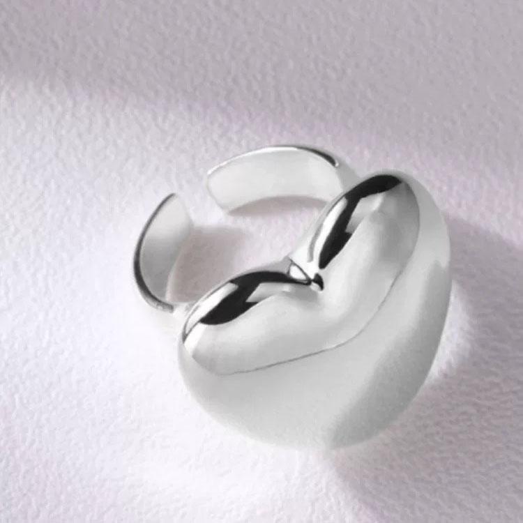 Xiaomi 925 Sterling Silver Rings For Women Geometric Fine Jewelry Finger Adjustable Simple Big Heart Ring For Party Birthday Gift