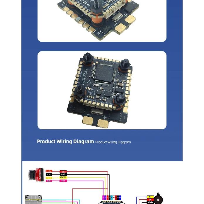 DAKEFPV Mini F722 FC Mini-Stack F722 6S 55A 8S 70A BLS Bluejay ESC 20X20mm Flugcontroller für 3 Zoll 4 Zoll 5 Zoll FPV Drohne