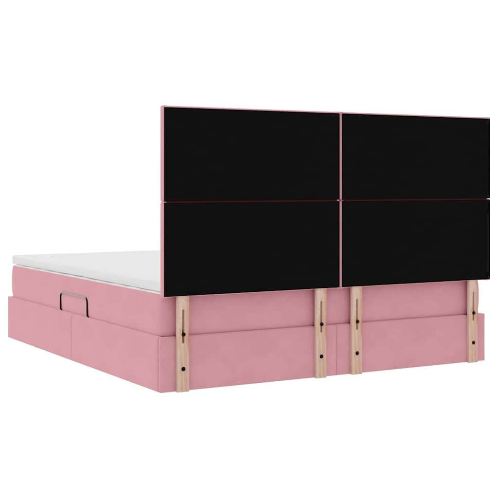 Storage Bed with Mattress Pink 160 x 200 cm Velvet
