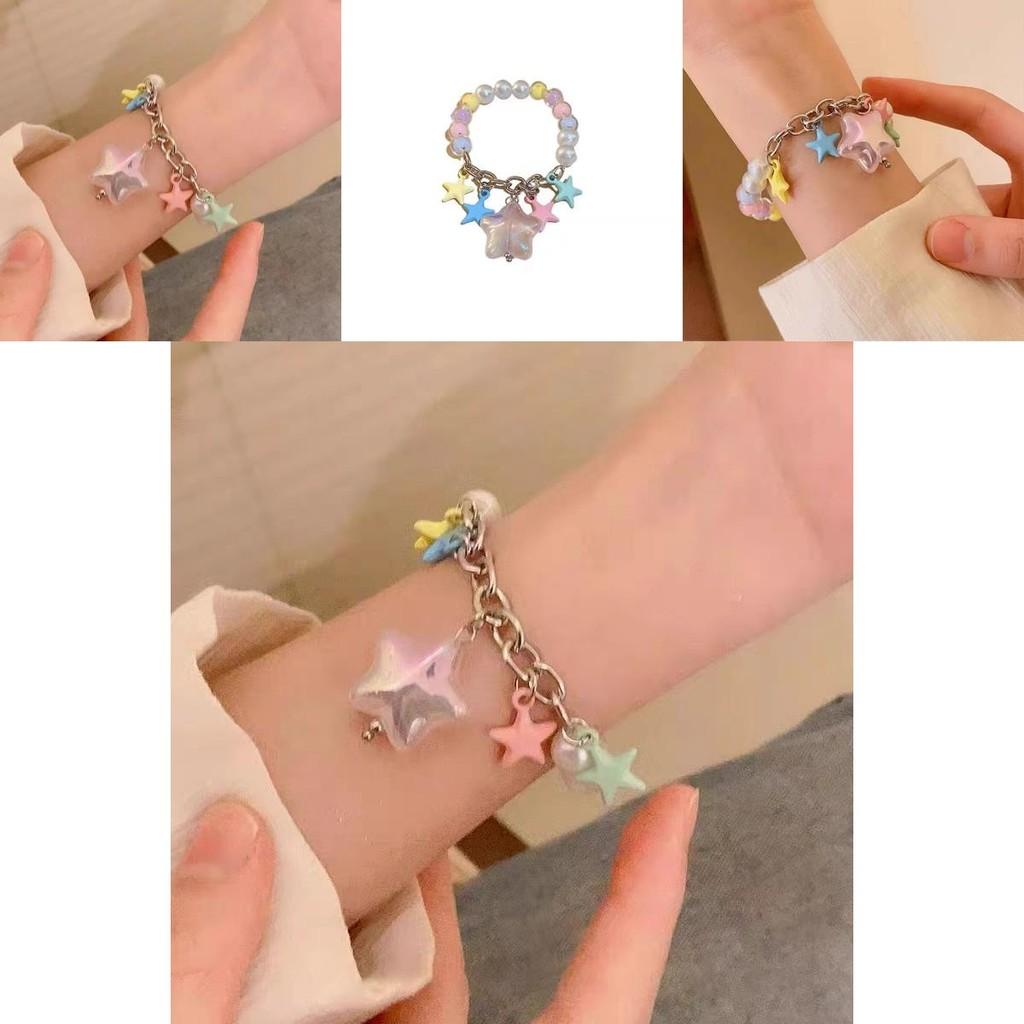 Lightweight Luxury Colorful Star Bracelet Handmade Resin Sweet Chic Dopamine Design For Women