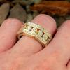 Huitan Gorgeous Gold Color Wedding Band Female Luxury Fashion Ring Shiny Cubic Zirconia Finger  Engagement Accessories