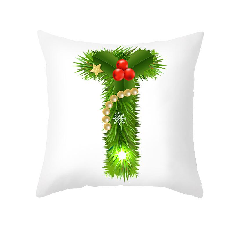 Christmas Pillow Cover Cartoon Green Letter Series Office Pillow Cover Printed Cushion Cover Cross-border