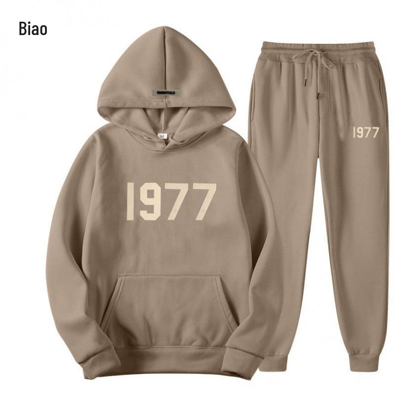 ESSENTIALS Double Line High Street Fleece Hoodie Set 1977 Trendy Casual Loose Fit.