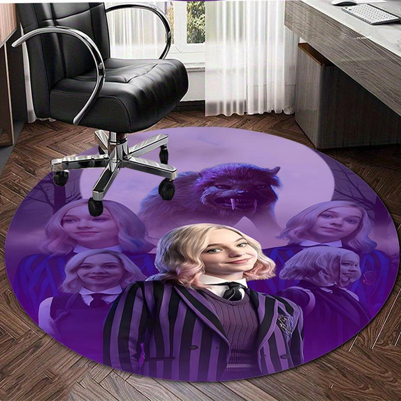 1pc Addams Family Wednesday Enid1 Design Printed Area Round Carpet for Bedroom Living Room Home Decor Rugs Mat Non Slip Mat Rug for Bedside