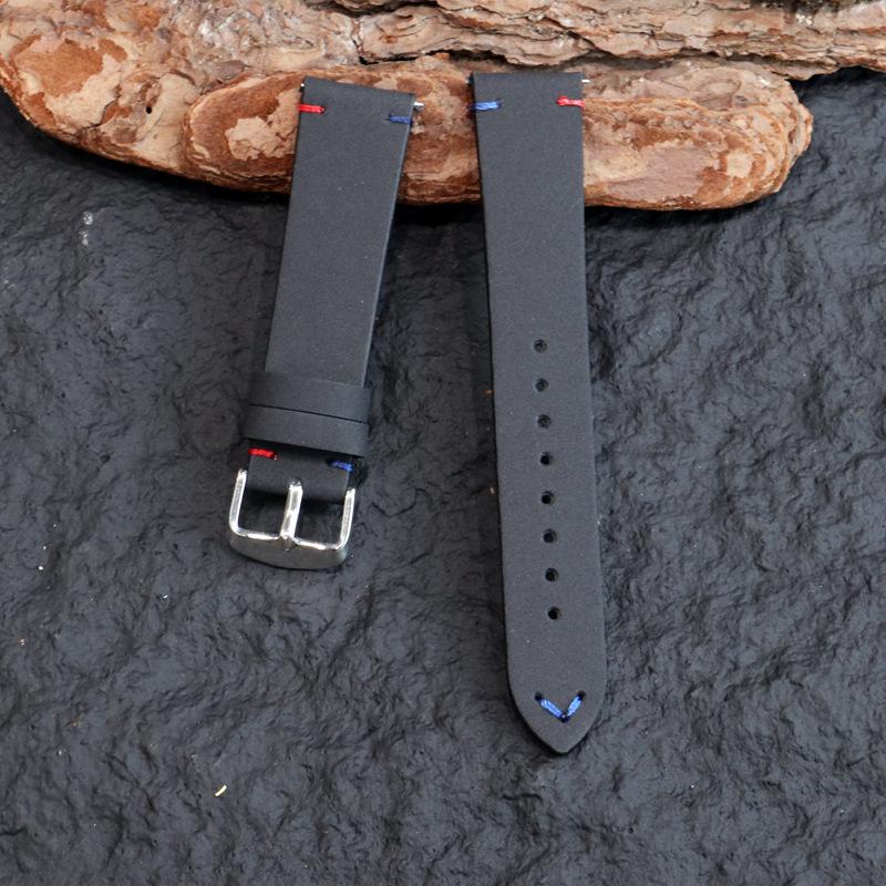Universal Quick Release Matte Leather Watch Strap for Huawei - Retro Crazy Horse Leather with Apricot Tail, Sizes 18/20/22