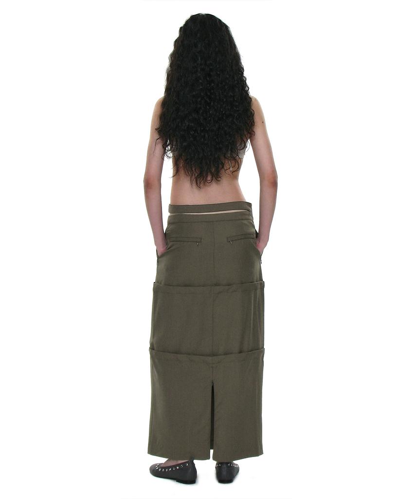 Partimento Woman Multiway Double Waist Transform Skirt_Khaki