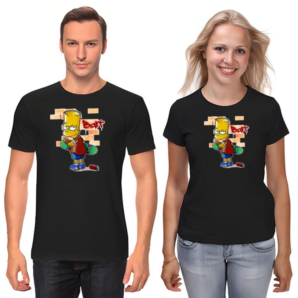 The Simpsons,Homer,Marge,Bart,Lisa Figure, Short Sleeve White-Black Men's / Women's T-Shirt G813