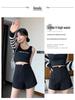 Black Women's High-Waisted A-Line Shorts - 2026 Trendy Spring/Summer Elastic Casual Wide-Leg Hot Pants