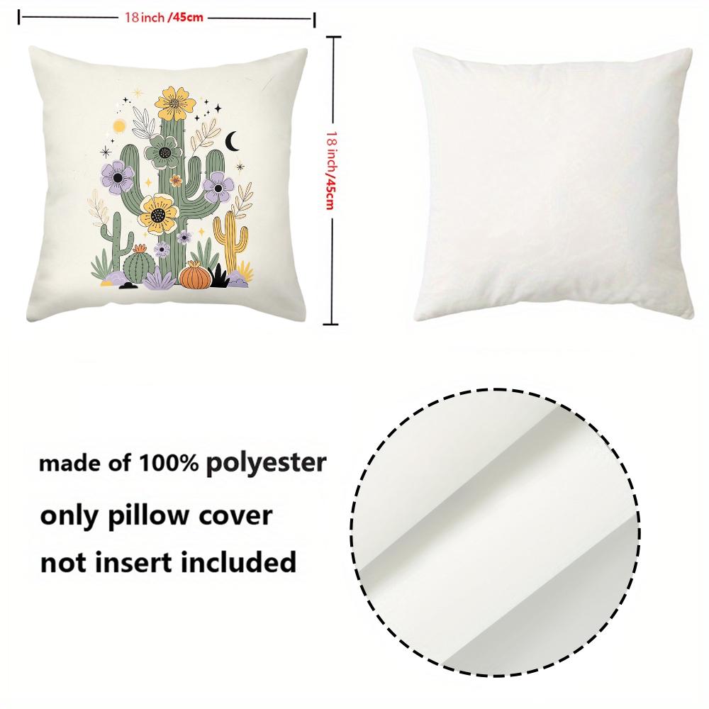 Cactus Floral Patterned Throw Pillow for Home Decor Polyester Pillowcase, Sofa Decorative Cushion Cov Headboard Pillow