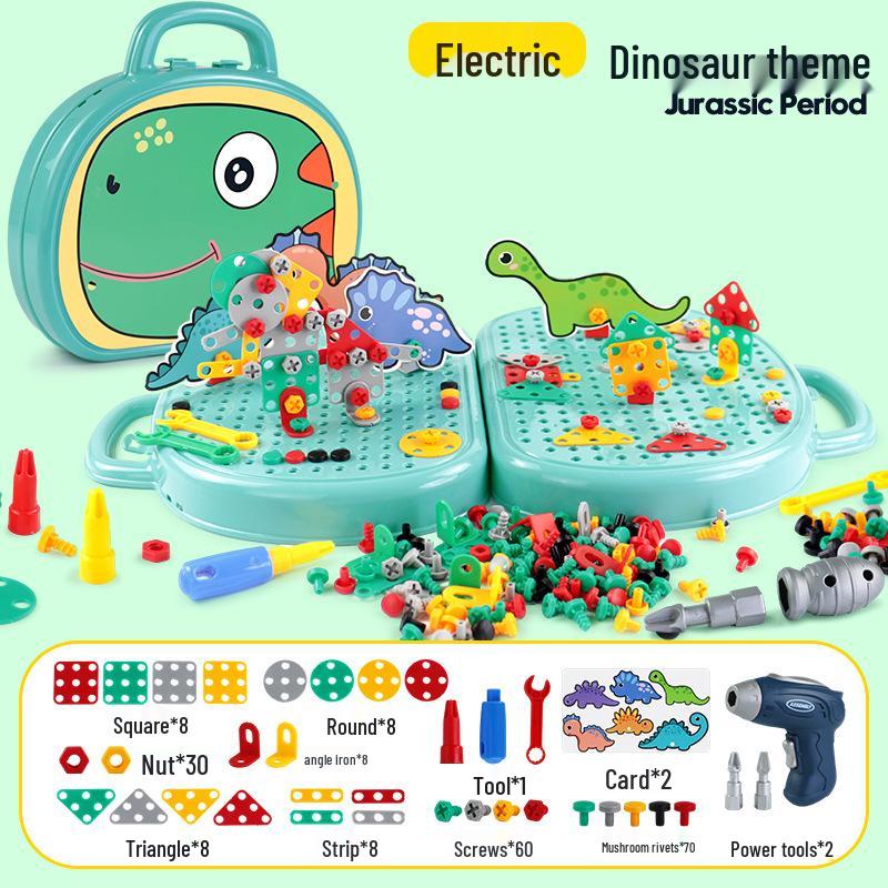 Kinder Dinosaurier Reparaturset mit elektrischem Schraubenzieher und Puzzleteilen