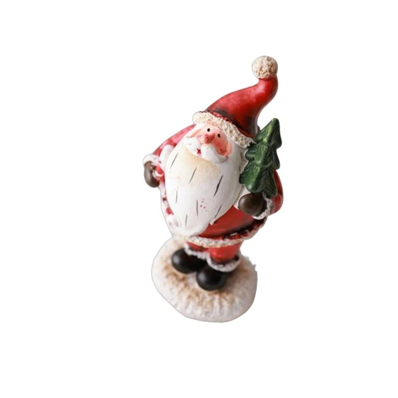 Christmas Resin Figurine Snowman Santa Statue Ornament for  Living Space Table Decoration Resin Craft Present