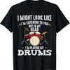 Na Minha Cabeça Estou Tocando Meus Tambores Camiseta Engraçada para Baterista Banda Música