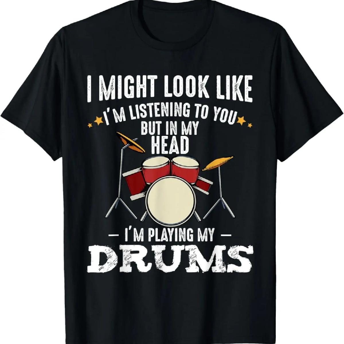 В моей голове я играю на барабанах Забавная футболка для барабанщика, музыкальной группы S