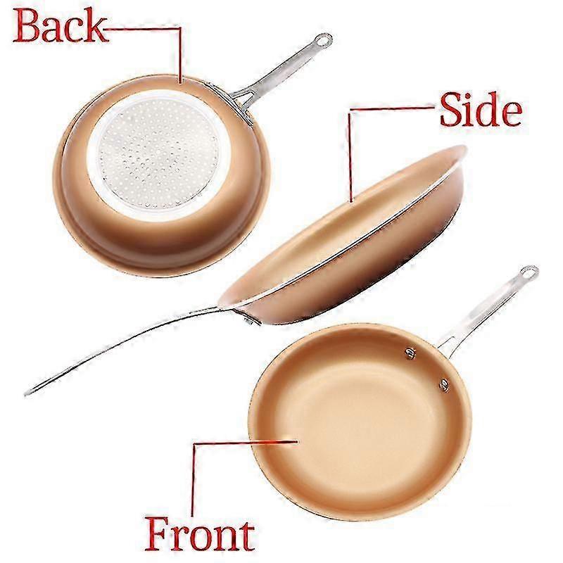 Skillet Copper Red Pan Ceramic Induction Frying Pan Saucepan Skillet Scratch Resistant 10 Inches Nonstick Skillet