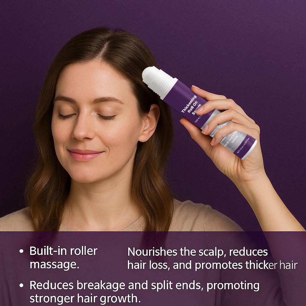Hair Thickening Roll On Serum 15ml, Anti Hair Loss Treatment, Strengthens Hair Roots, Reduces Shedding, Increases Density for Men & Women