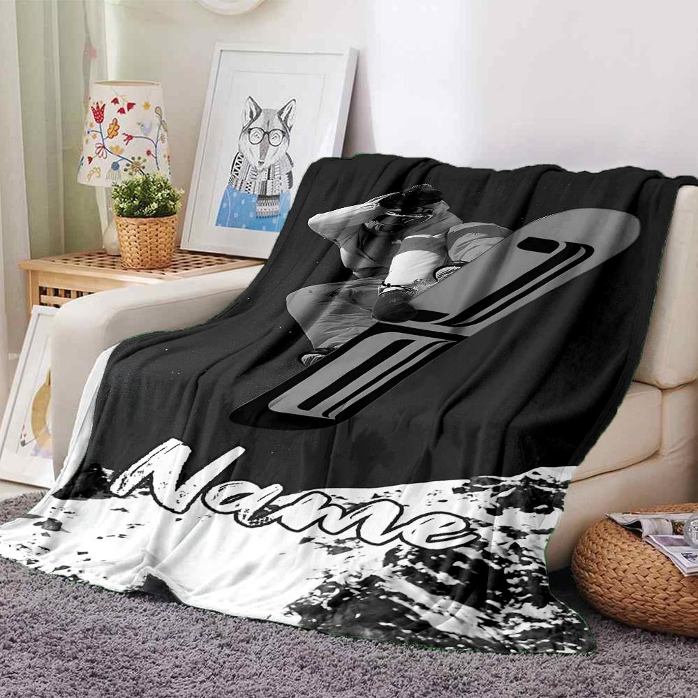 Custom Name ski Theme Printed Blanket - Perfect for Couch, Bed, Travel & Outdoor Use | Machine Washable, Cozy & Durable.