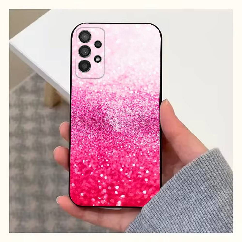 Dazzling Pink Glitter Case For Samsung S21,S20,S10,Plus,S9,S22,S25,Ultra,S24,S23,FE,Lite,Soft Silicone Black