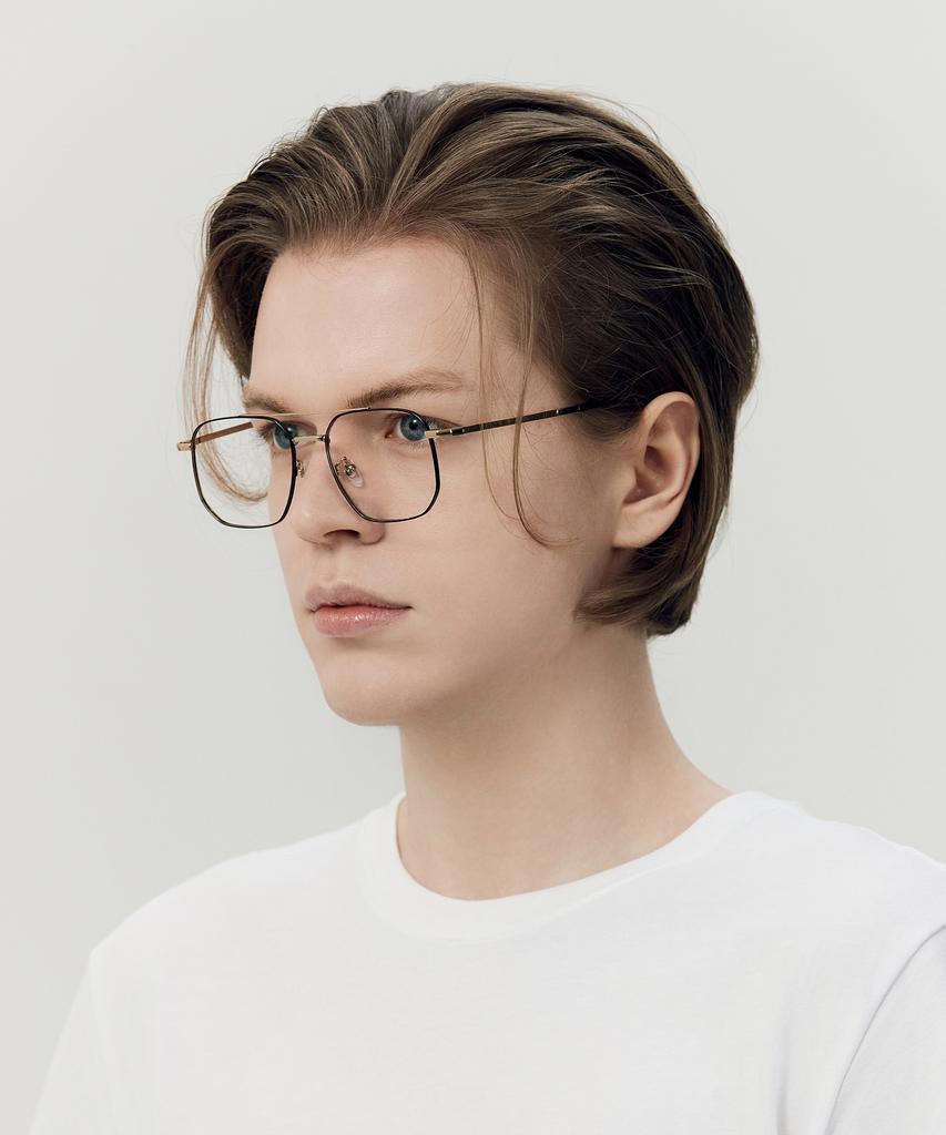 Yunouaieobeul Unow M001 Two-Bridge Metal Square Glasses