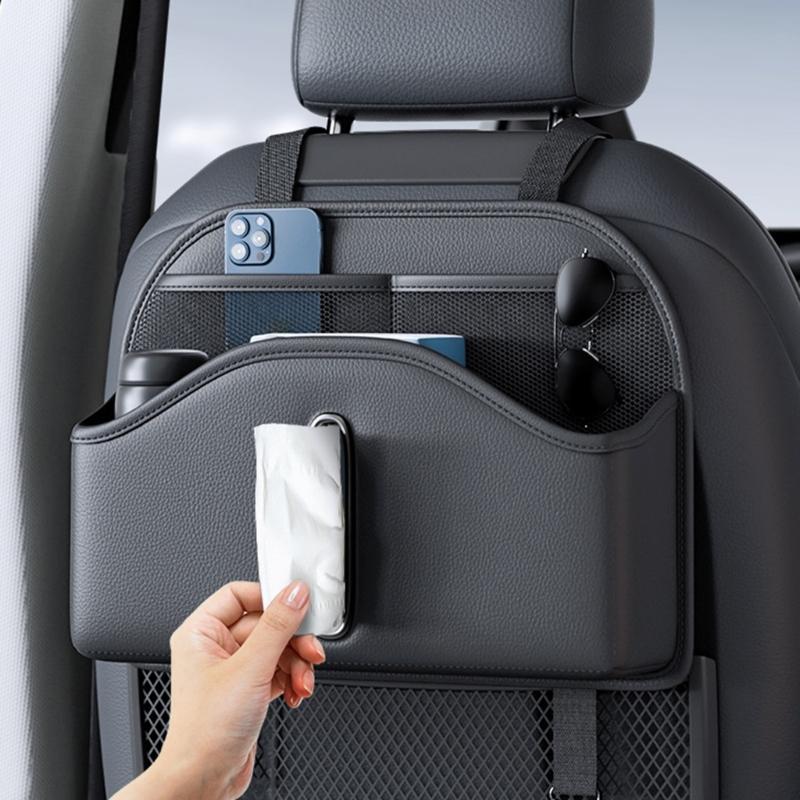 Car Tissue Holder Back Seats Organizers PU Leather Storage with Cup Holder Multifunction Car Back Seats Organizers for C