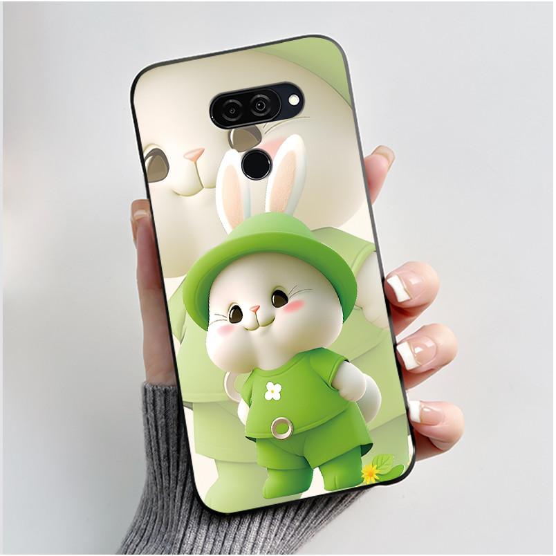 Case For LG Q70 Casing LM-Q730N Luxury Cute Love Rabbit Funny Ultra Slim TPU Black Silicone Soft Cover For LGQ70 Q 70 Phone Case
