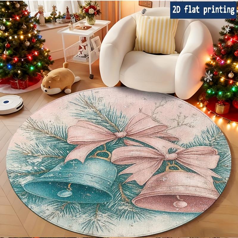 Vintage Top Hat Snowman Golden Floral Border Round Rug for Bedroom Bedside Living Room Sofa Chair Floor Mat Non Slip Floor Mat