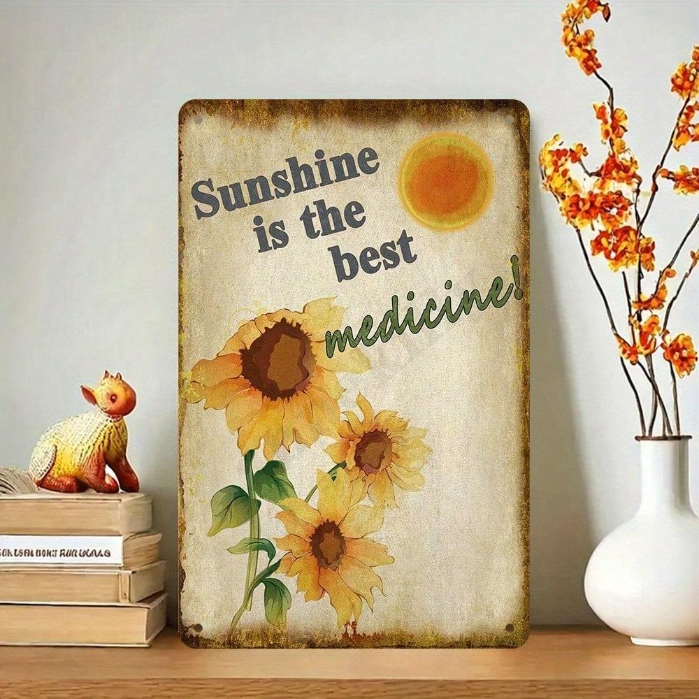 

Vintage Sunflower Metal Sign Retro Wall Decor Garden Kitchen Rustic Brown Hanging 20x30