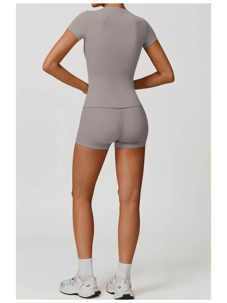 Kundenspezifisches Schnelltrocknendes Yoga-T-Shirt, Kurzarm-Fitness-Top für Damen - Outdoor-Laufen & Sport-Stil 8455
