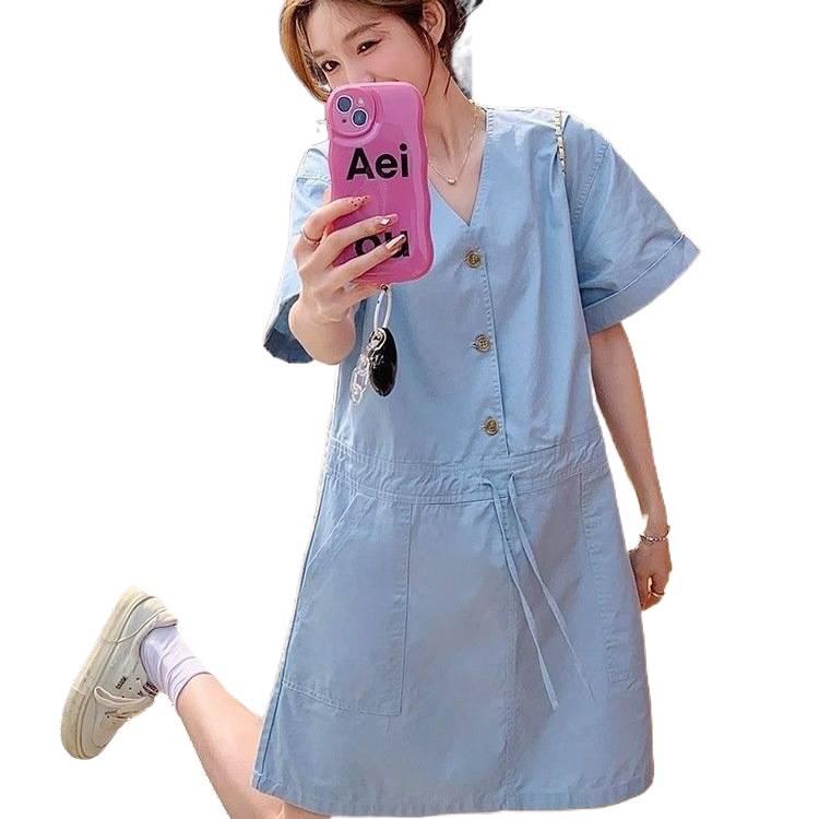 Women's French Retro V-Neck Summer Dress - Sweet and Simple Casual Style