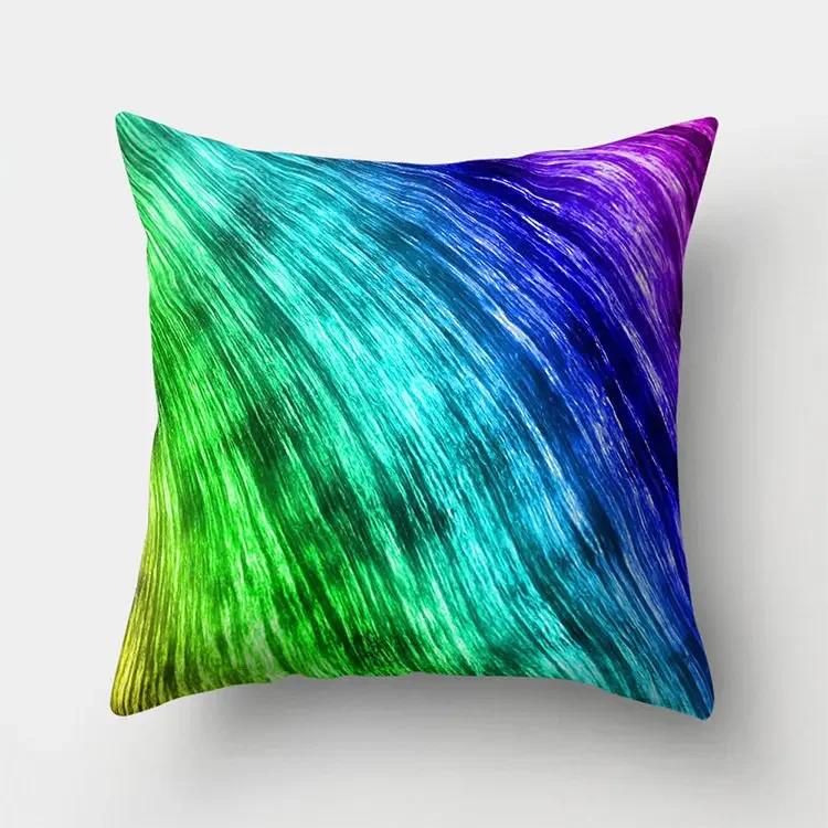 Rainbow Pillow Cushion, Multi-color Geometric Feathers, Polyester Home Decoration, Sofa Pillow 40544