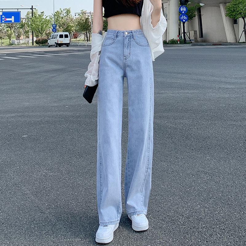 In-stock Women's Mid-Rise Pink Straight-Leg Jeans