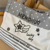 Cute Polka Dot Tote Bag for Women Shoulder Bag with Star Print and Striped Design, Large Capacity Everyday Bag