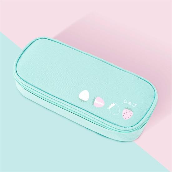 Pen Case Large Capacity Dust-proof Stationery Oxford Cloth Fruit Print Pencil Case for Daily Use