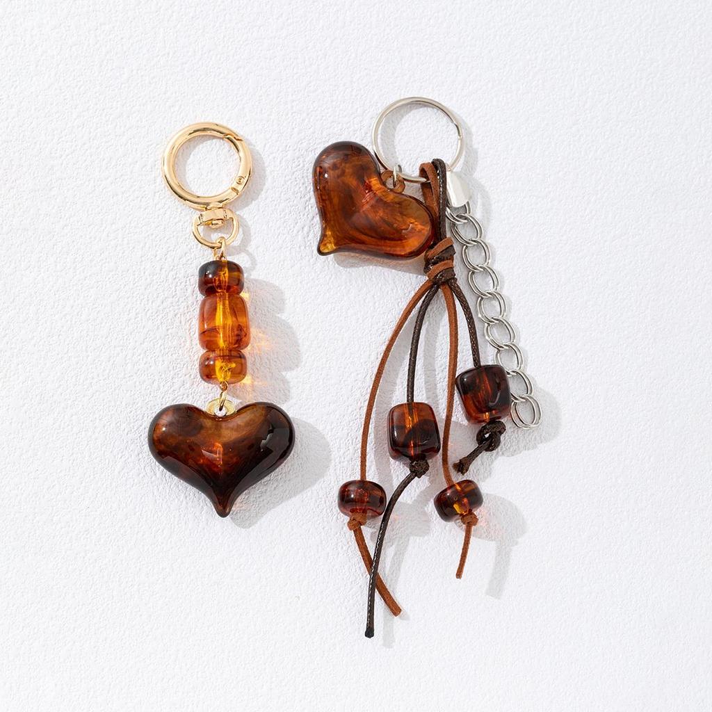 Cross Retro Maillard Heart-Shaped Braided Rope Keychain & Phone Lanyard Ornament