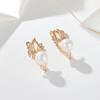 Kinel Pearl Pierced Earrings For Women Cubic Zircon Wax-set Jewelry