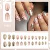 24 Pcs Sweet Flowers False Nail Fashion Artificial Nail Glittering Full Cover Stick on Nail Short Oval Press On Nail