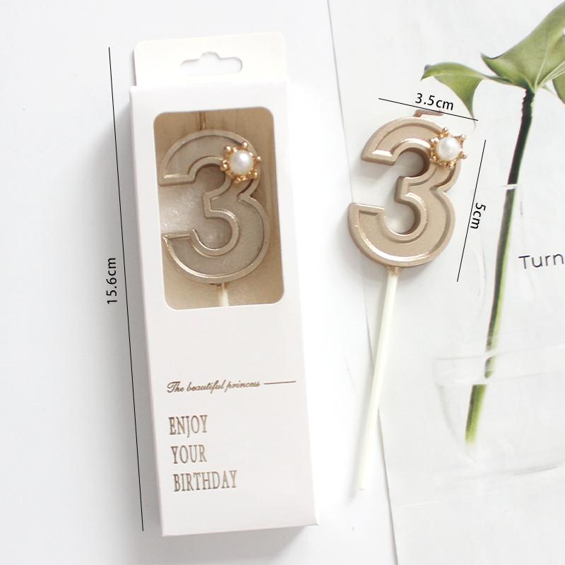 Gold 3D Number Cake Candles Suitable For Birthday Party Decoration Birthday Decoration Cake Decorating Tools