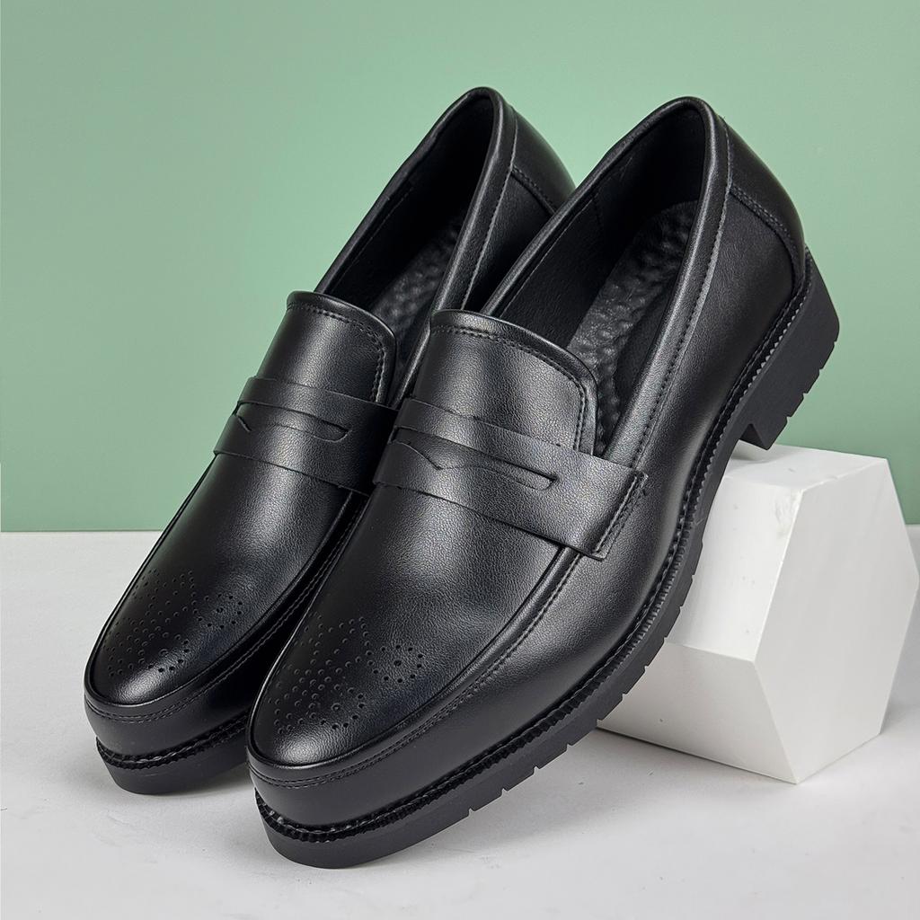 Men's Formal Leather Shoes British Style Oxford Loafers Round Toe Breathable Non-Slip Business Dress Wedding Office Casual Shos