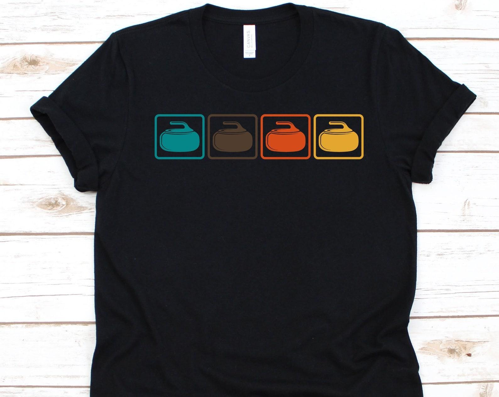 Curling Stone Retro Shirt, Curling Sports, Curling Stone Design, Chess On Ice, Sports Lover, Curlers Gift, Curling Lovers, The Roaring Game L