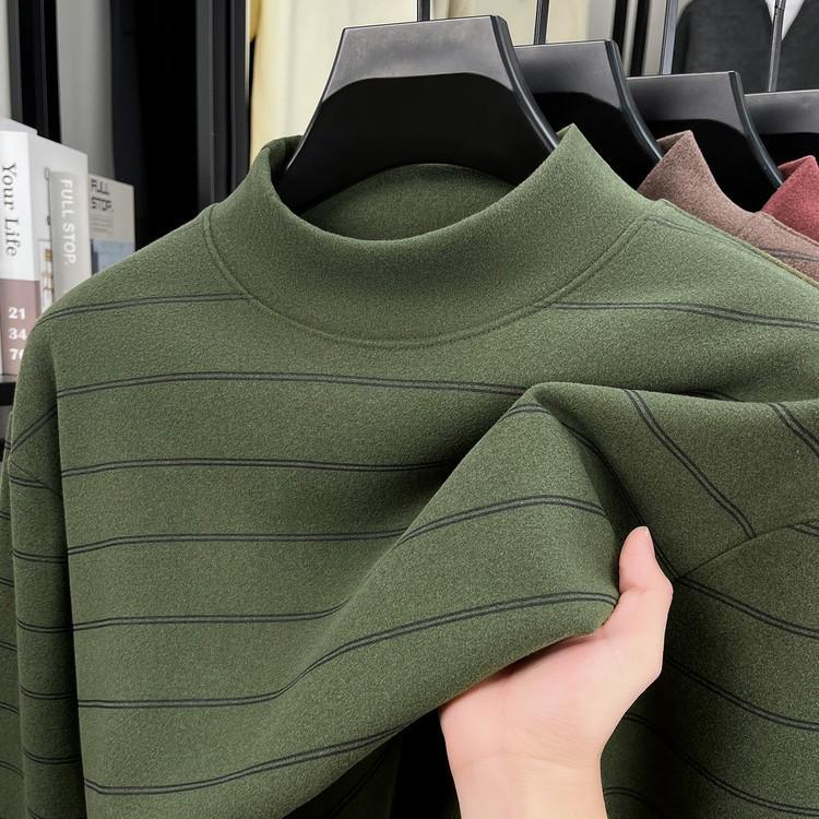 Men s Autumn/Winter Fleece-Lined Half-High Neck Sweatshirt - Warm, Comfortable Long-Sleeve Top XL