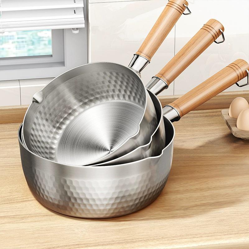 

Japanese Yukihira Stainless Steel Milk & Noodle Pot - Non-stick, Induction Compatible. 0.5 Thickness Yukihira Pot 18cm